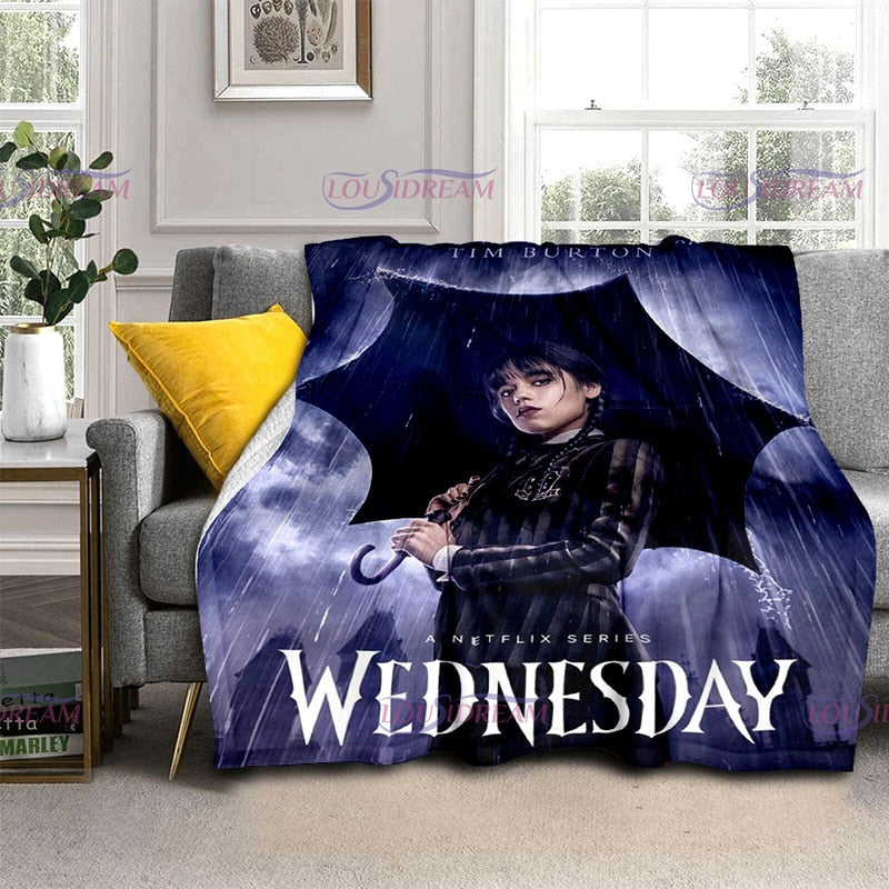 Couverture flanelle douce Wednesday Girl, chaude et imprimée 3D