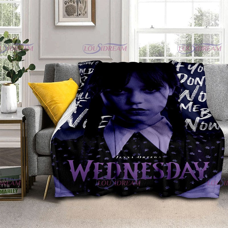 Couverture flanelle douce Wednesday Girl, chaude et imprimée 3D