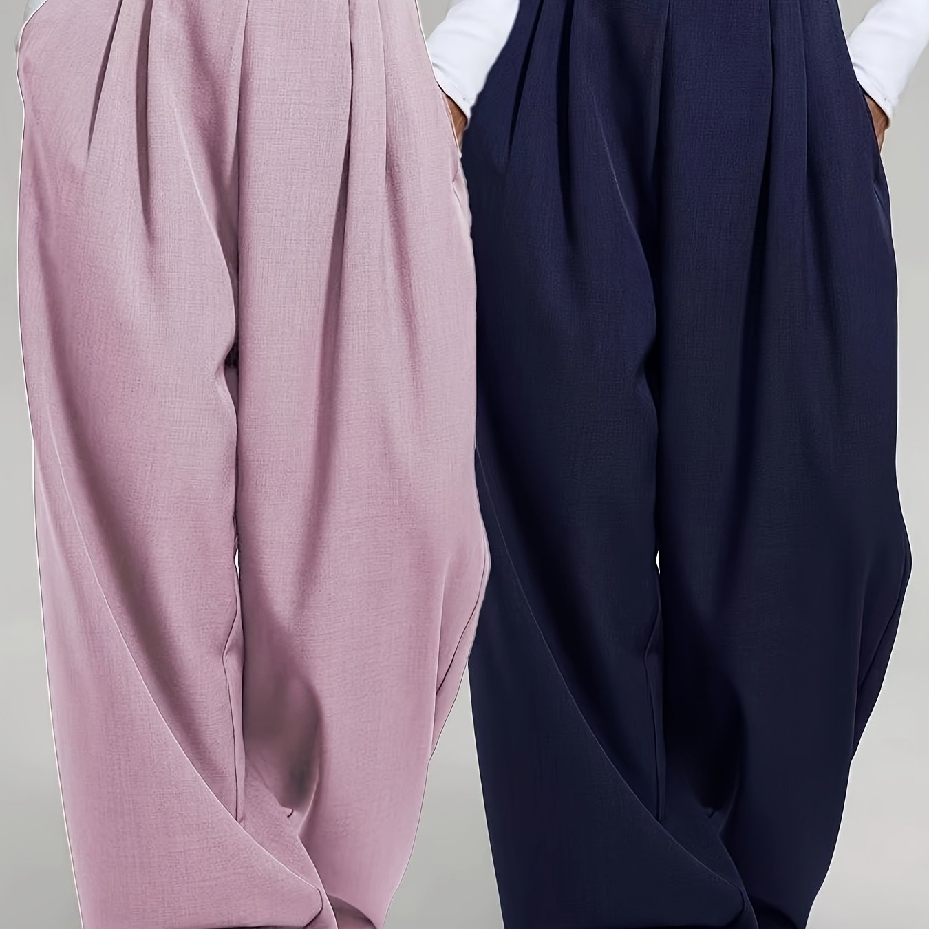 Lot de 2 Pantalons Femme Taille Haute – Coupe Large Confort