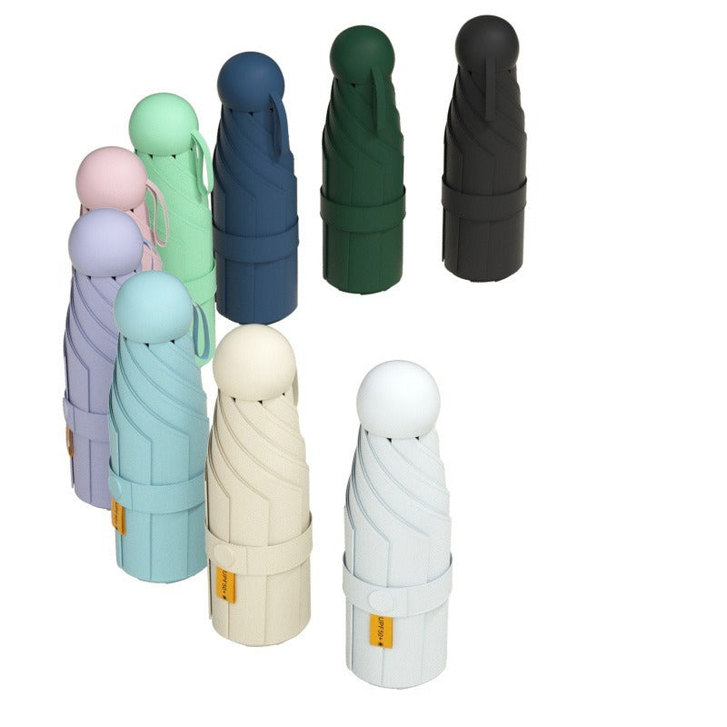 Parapluie capsule mini pliable noir – Compact & résistant 6 baleines