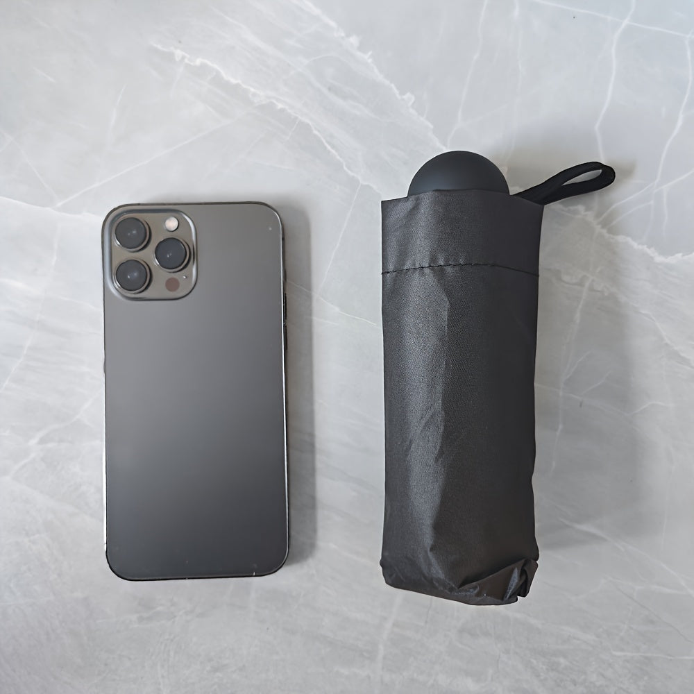 Parapluie capsule mini pliable noir – Compact & résistant 6 baleines