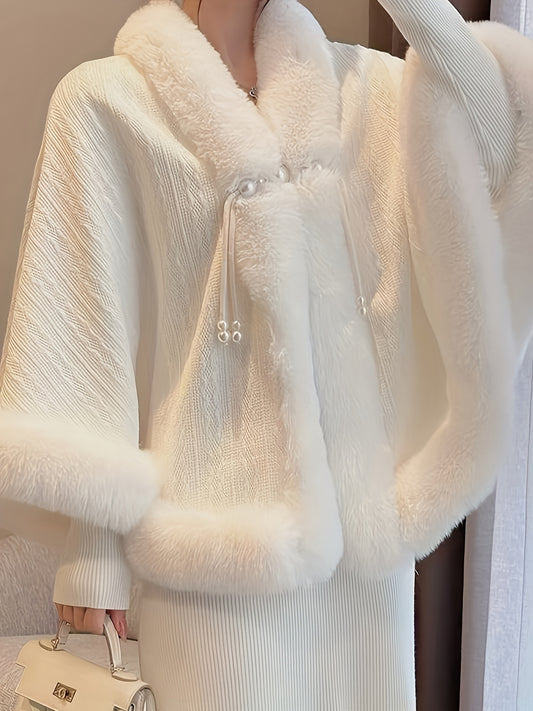 Cape en velours femme – Élégante & chaude avec capuche fourrure