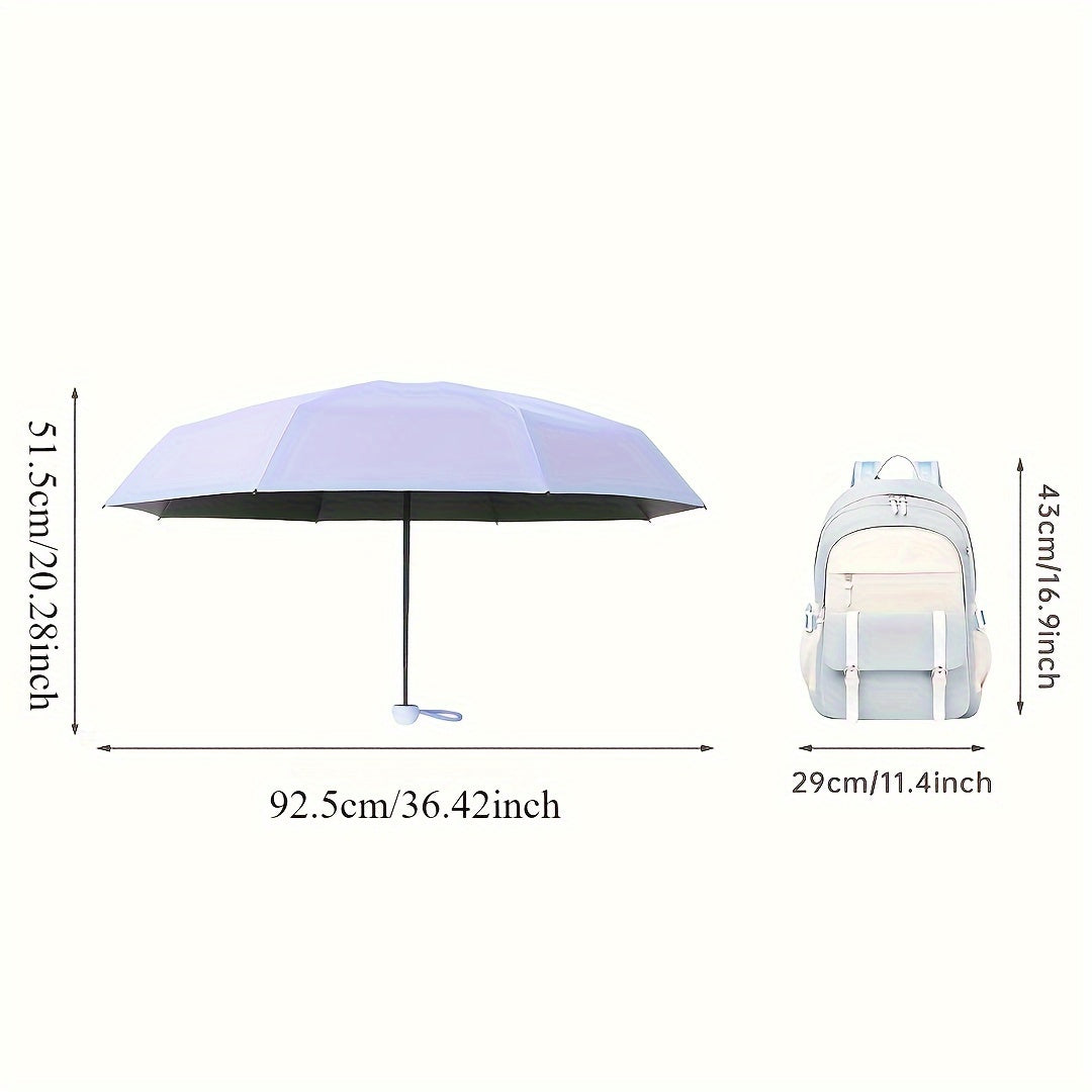 Parapluie capsule mini pliable noir – Compact & résistant 6 baleines