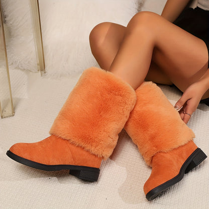 Bottes femme hiver mi-mollet – Chaudes, confortables & fluffy