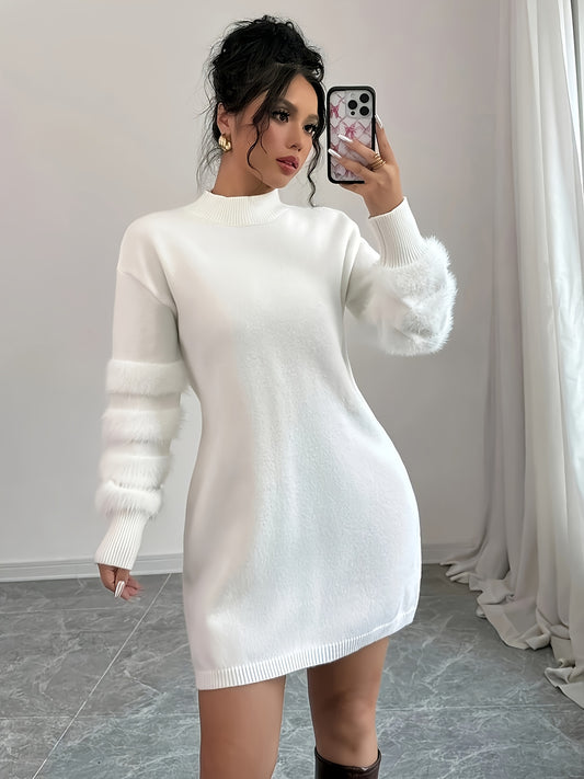 Robe pull élégante femme – Chic, douce & manches longues