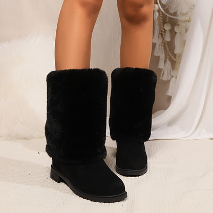Bottes femme hiver mi-mollet – Chaudes, confortables & fluffy
