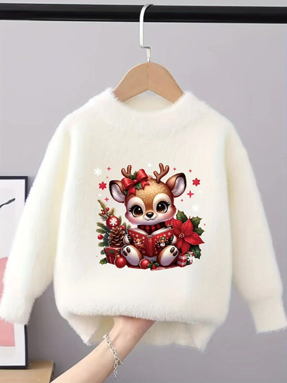 Sweat de Noël Enfant 🎅 Douillet Renne & Bonnet Rouge