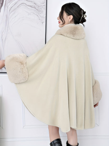 Manteau grande taille femme – Ouvert avec col fausse fourrure