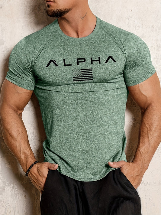 T-Shirt ALPHA Hommes à manches courtes, confortable , Crew Neck T-shirt à la mode à manches courtes, pour l’été et le printemps, style athlétique, confort fit