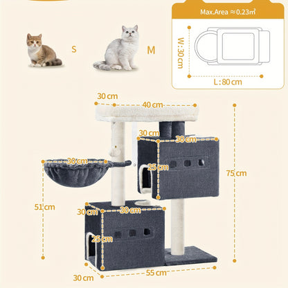 Arbre à Chat 🐾 75 cm Stable avec Griffoir & Caverne Douillette