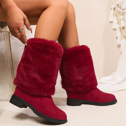 Bottes femme hiver mi-mollet – Chaudes, confortables & fluffy