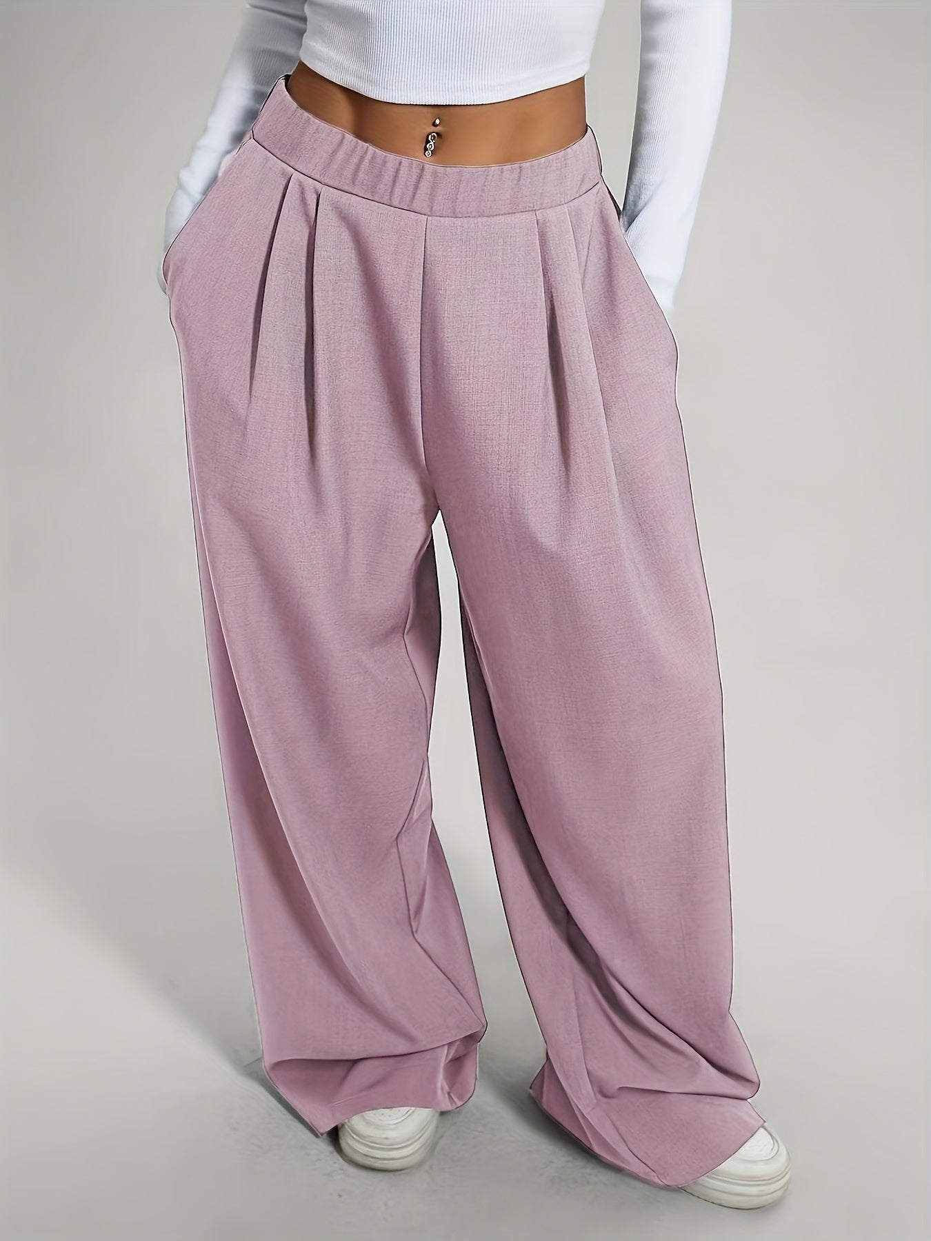 Lot de 2 Pantalons Femme Taille Haute – Coupe Large Confort