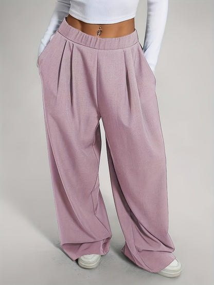 Lot de 2 Pantalons Femme Taille Haute – Coupe Large Confort