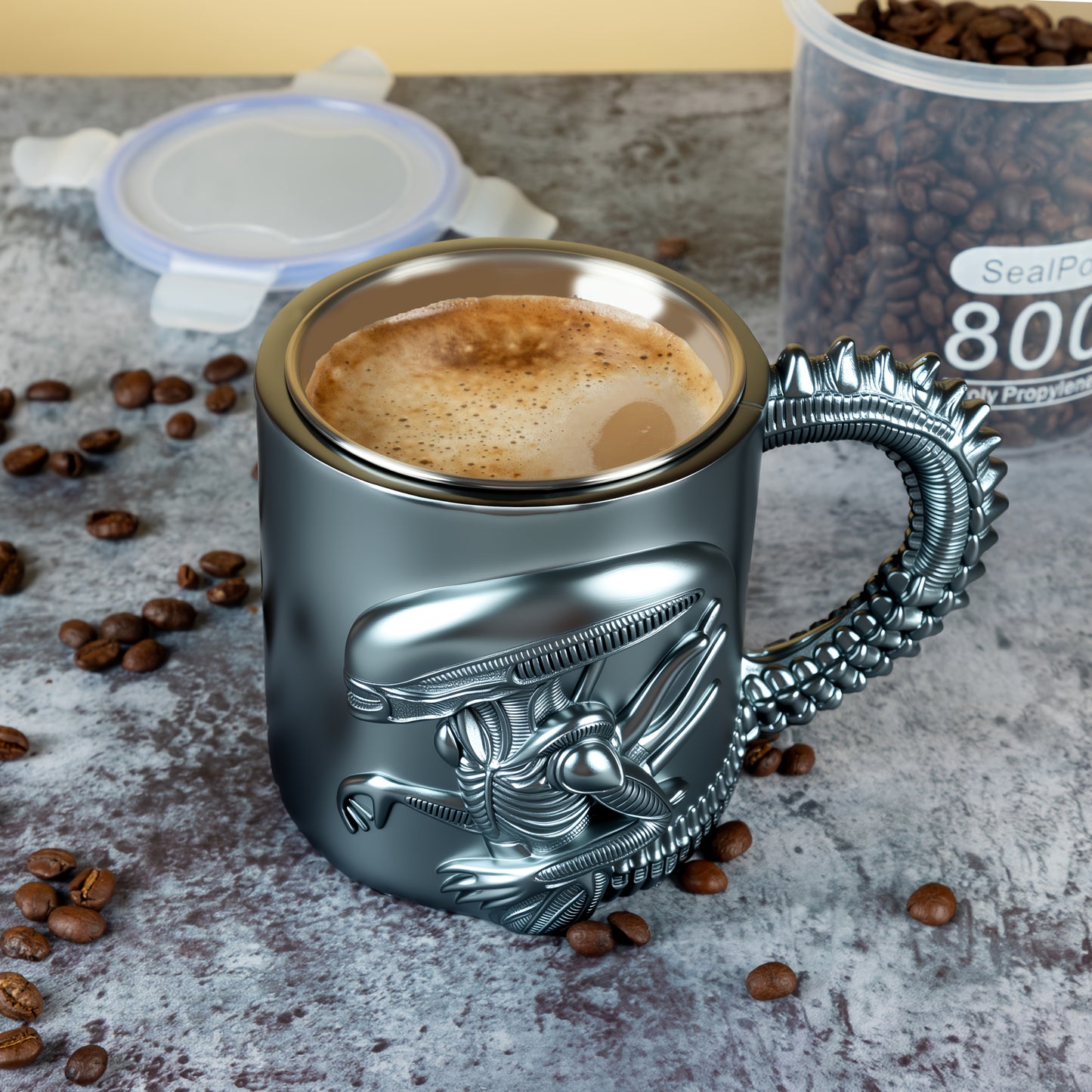 Mug Alien Xenomorph 3D 🛸 – Tasse inox unique pour fans Sci-Fi GTIJARA