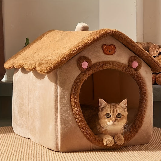 Maison lit pour chat – Douce, chaude & lavable, idéale hiver
