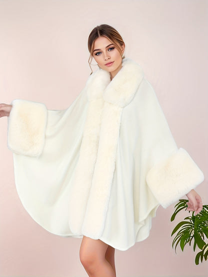 Manteau grande taille femme – Ouvert avec col fausse fourrure