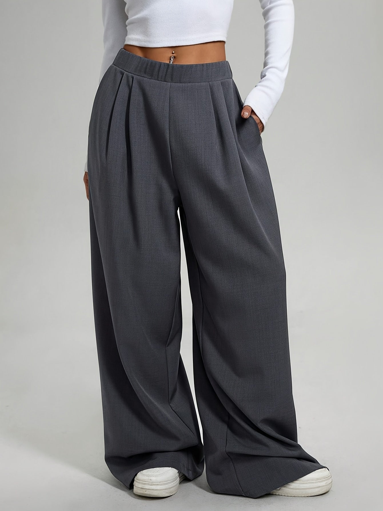 Lot de 2 Pantalons Femme Taille Haute – Coupe Large Confort