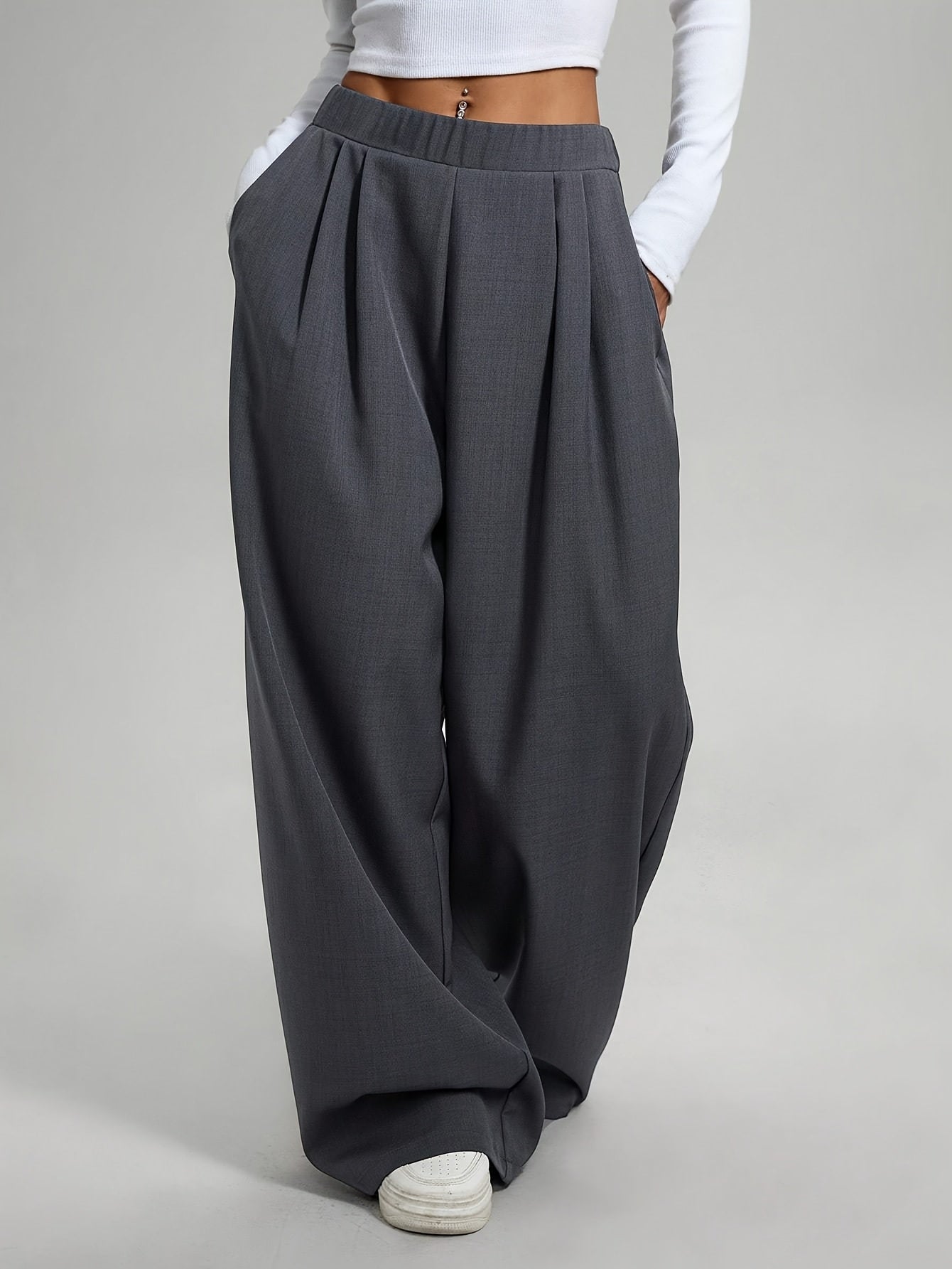 Lot de 2 Pantalons Femme Taille Haute – Coupe Large Confort