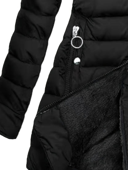 Veste chaude femme élégante – capuche & fermeture éclair slim fit