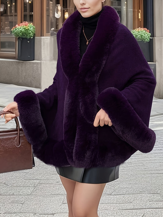 Manteau cape grande taille femme – Fausse fourrure chic hiver