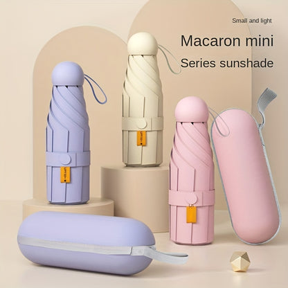 Parapluie capsule mini pliable noir – Compact & résistant 6 baleines