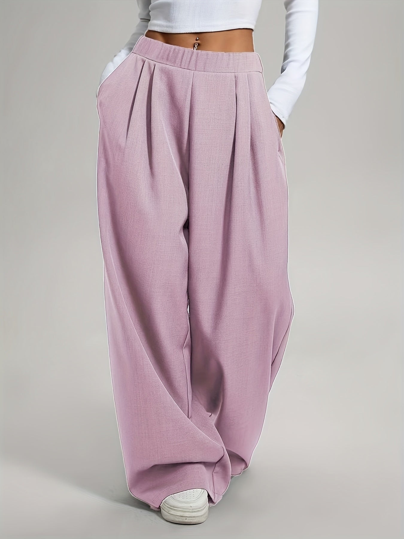 Lot de 2 Pantalons Femme Taille Haute – Coupe Large Confort