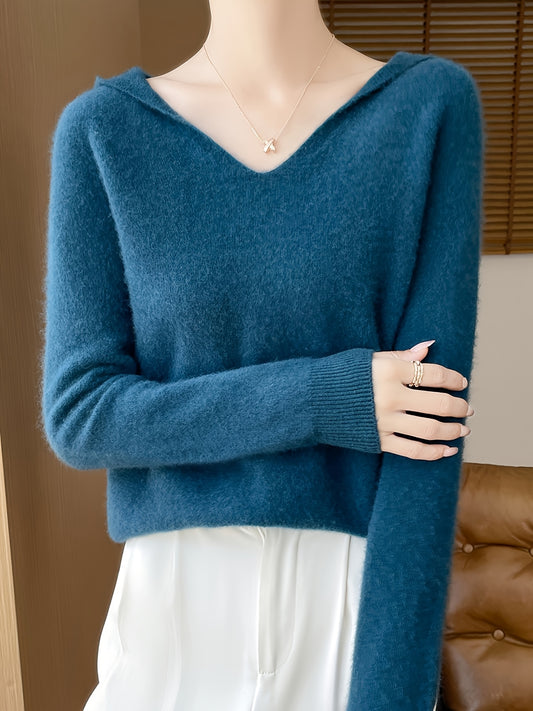 Pull Femme 100 % Laine 🧶 à Capuche – Doux, Chaud & Élégant