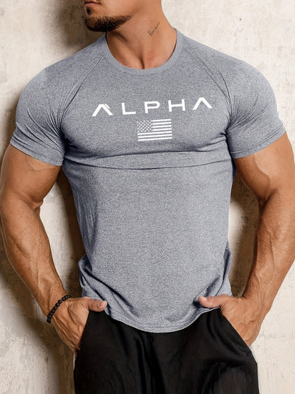 T-Shirt ALPHA Hommes à manches courtes, confortable , Crew Neck T-shirt à la mode à manches courtes, pour l’été et le printemps, style athlétique, confort fit