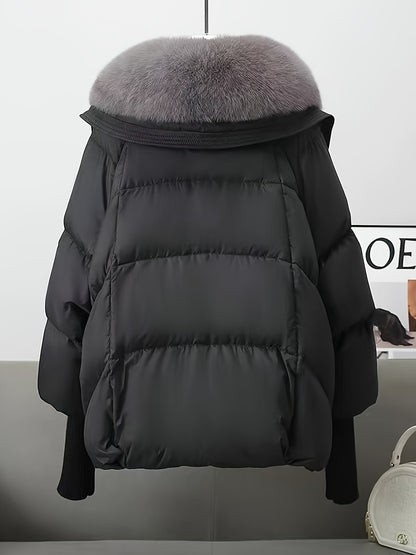Manteau hiver femme ❄️ – Capuche fausse fourrure & coupe A-line GTIJARA