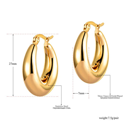 Boucles d’Oreilles Géométriques Femme – Acier Inox Plaqué Or 14K