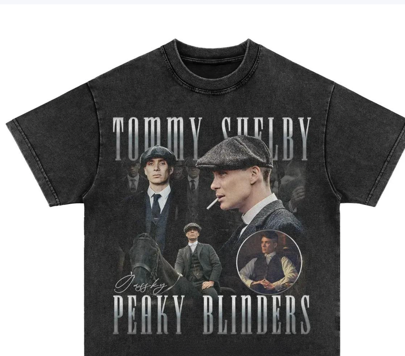 T-shirt à manches courtes pour homme, imprimé portrait de Tommy Shelby, Bloody Gangster, vintage délavé, Old American High Street