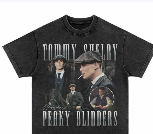 T-shirt à manches courtes pour homme, imprimé portrait de Tommy Shelby, Bloody Gangster, vintage délavé, Old American High Street