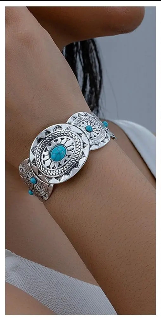 Bracelet Jonc Bohème Turquoise – Style Ethnique