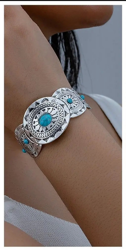 Bracelet Jonc Bohème Turquoise – Style Ethnique