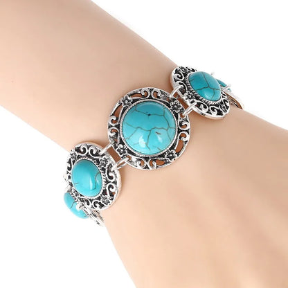 Bracelet Bohème Vintage Pierre Rouge ou Bleue – Ajustable