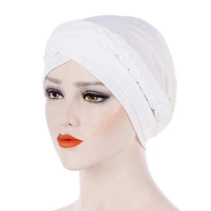 Turban femme  – Coton bicolore & perles élégantes