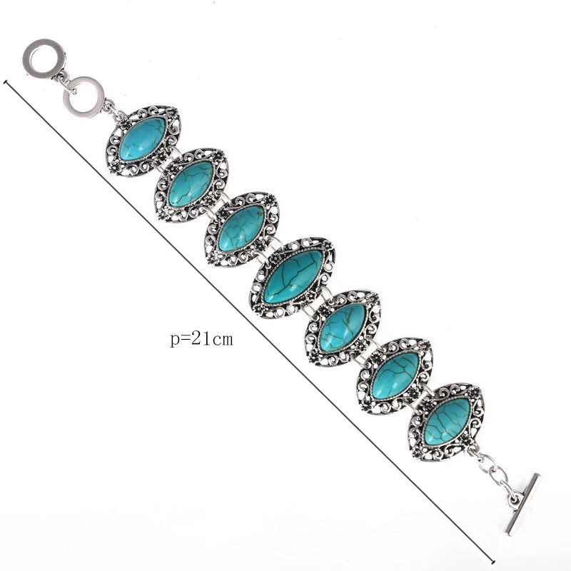 Bracelet Bohème Vintage Pierre Rouge ou Bleue – Ajustable