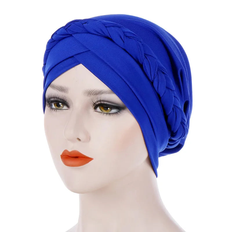Turban femme  – Coton bicolore & perles élégantes