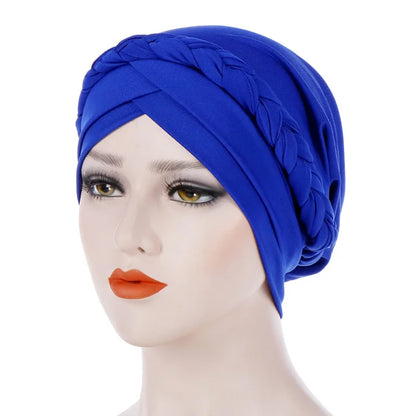 Turban femme  – Coton bicolore & perles élégantes