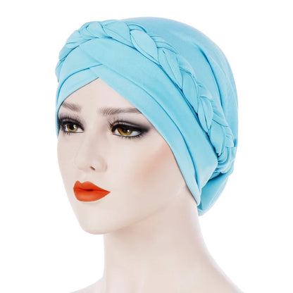 Turban femme  – Coton bicolore & perles élégantes