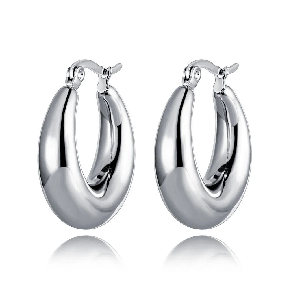 Boucles d’Oreilles Géométriques Femme – Acier Inox Plaqué Or 14K