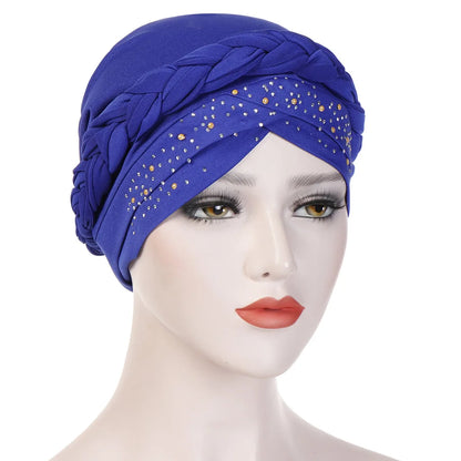 Turban femme  – Coton bicolore & perles élégantes