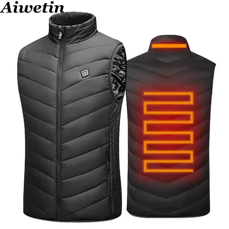 Blouson demi-manche d'hiver électrique pour homme, Femme avec port USB infrarouge, 17 zones de chauffage,idéal en cette période hivernale et grand froid