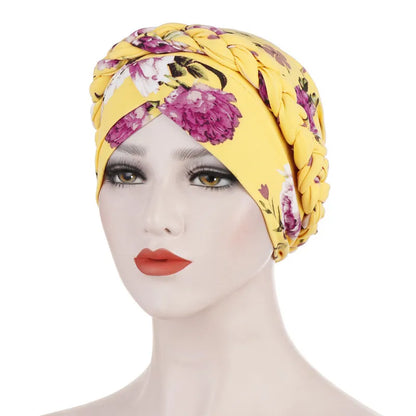 Turban femme  – Coton bicolore & perles élégantes