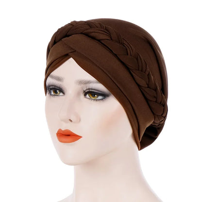 Turban femme  – Coton bicolore & perles élégantes