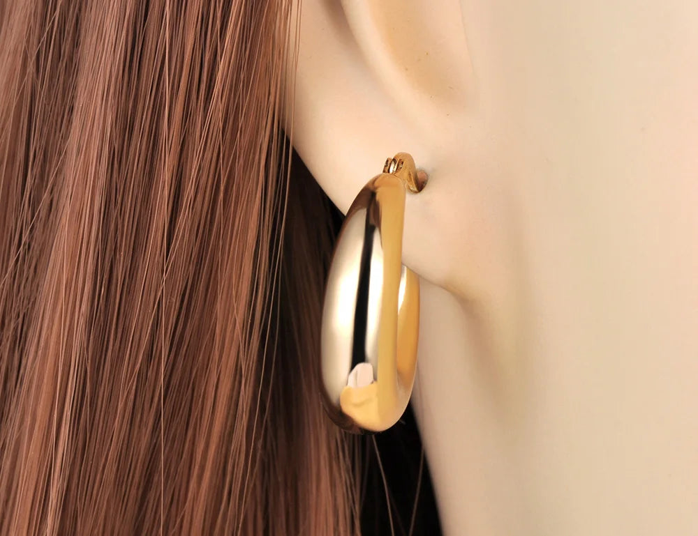 Boucles d’Oreilles Géométriques Femme – Acier Inox Plaqué Or 14K