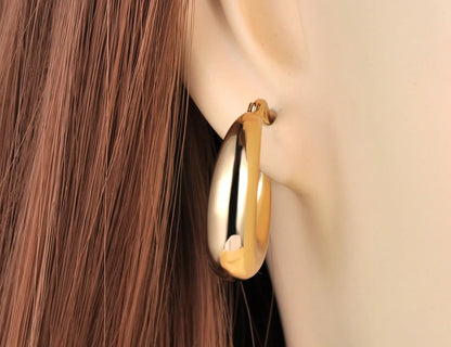 Boucles d’Oreilles Géométriques Femme – Acier Inox Plaqué Or 14K