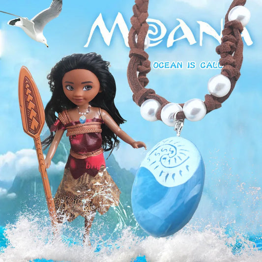 LED Movie Anime vaiana Moana princesse Fait à la main Tressé En Cuir Corde Collier Pendentif cosplay modèle action figure jouet pour enfant