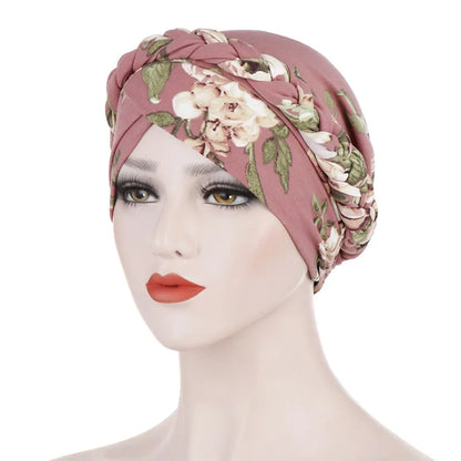 Turban femme  – Coton bicolore & perles élégantes