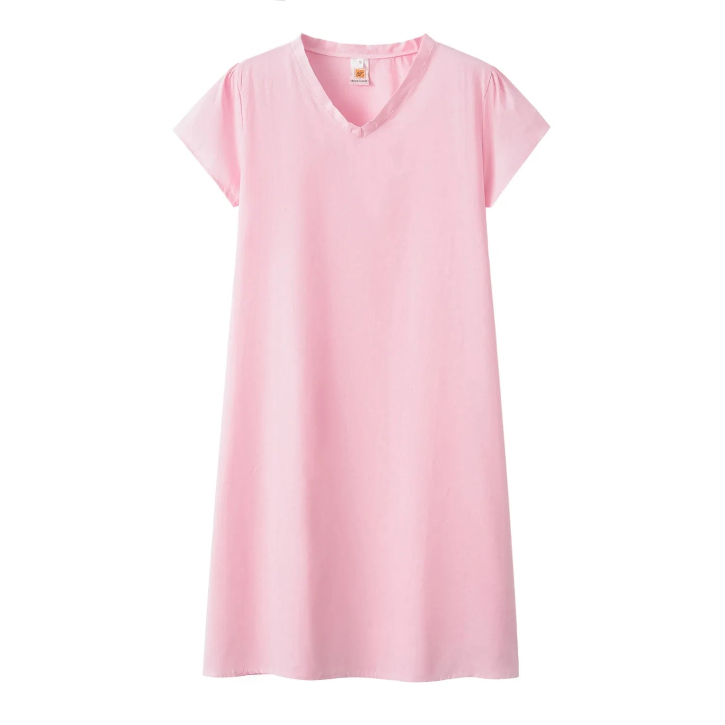 Robe Femme Col V Unie – Manches Courtes, Casual & Confortable